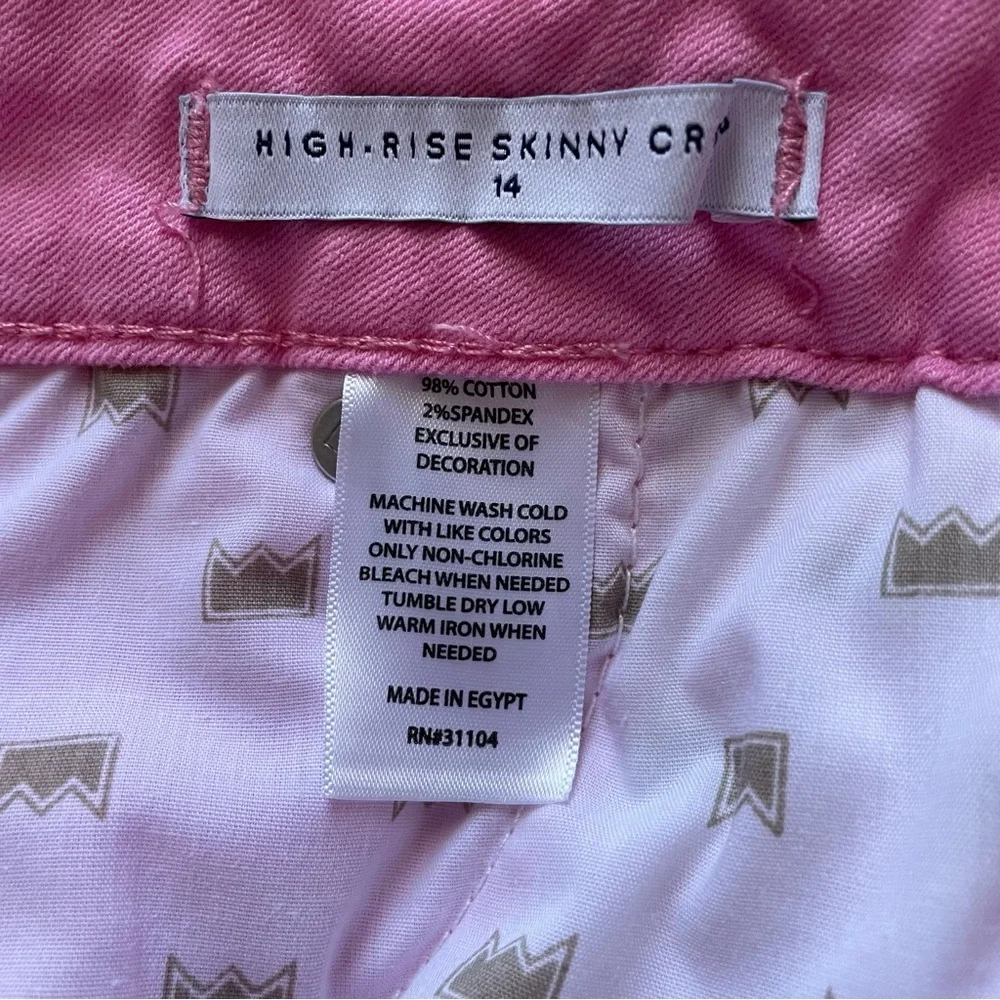 Crown & Ivy Pink High-Rise Skinny‎ Crop Jeans, 14